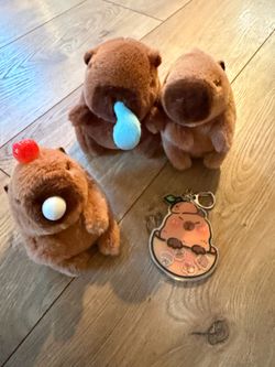 Capybara Plush Keychains & Acrylic Charm Set