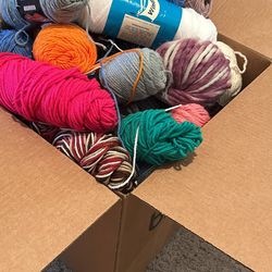 Large Box Filled With Yarn 