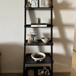 5 Tier Ladder Shelf Leaning Bookshelf