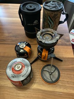 Jet boil with fuel and coffee press 75$