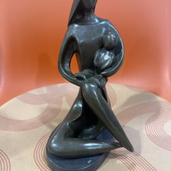 Bronze Mother and Baby Child Statue Abstract Modern Nude Signed Milo
