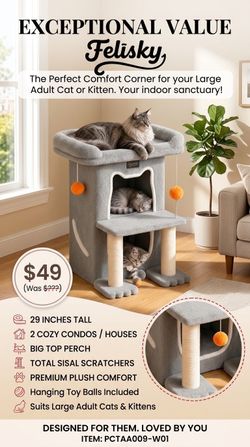 Small Cat Tree Tower Scratching Post for Indoor