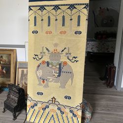 Original Large Needlework Piece With Elephant 5’2”x30”