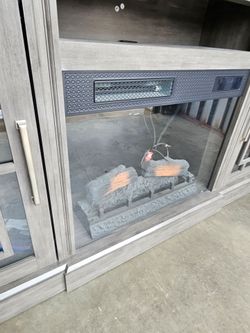 Electric fireplace TV stand works great