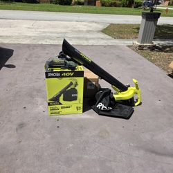 40V Vac Attack Cordless Leaf Vacuum/Mulcher with 5.0 Ah Battery and Charger open box new 
