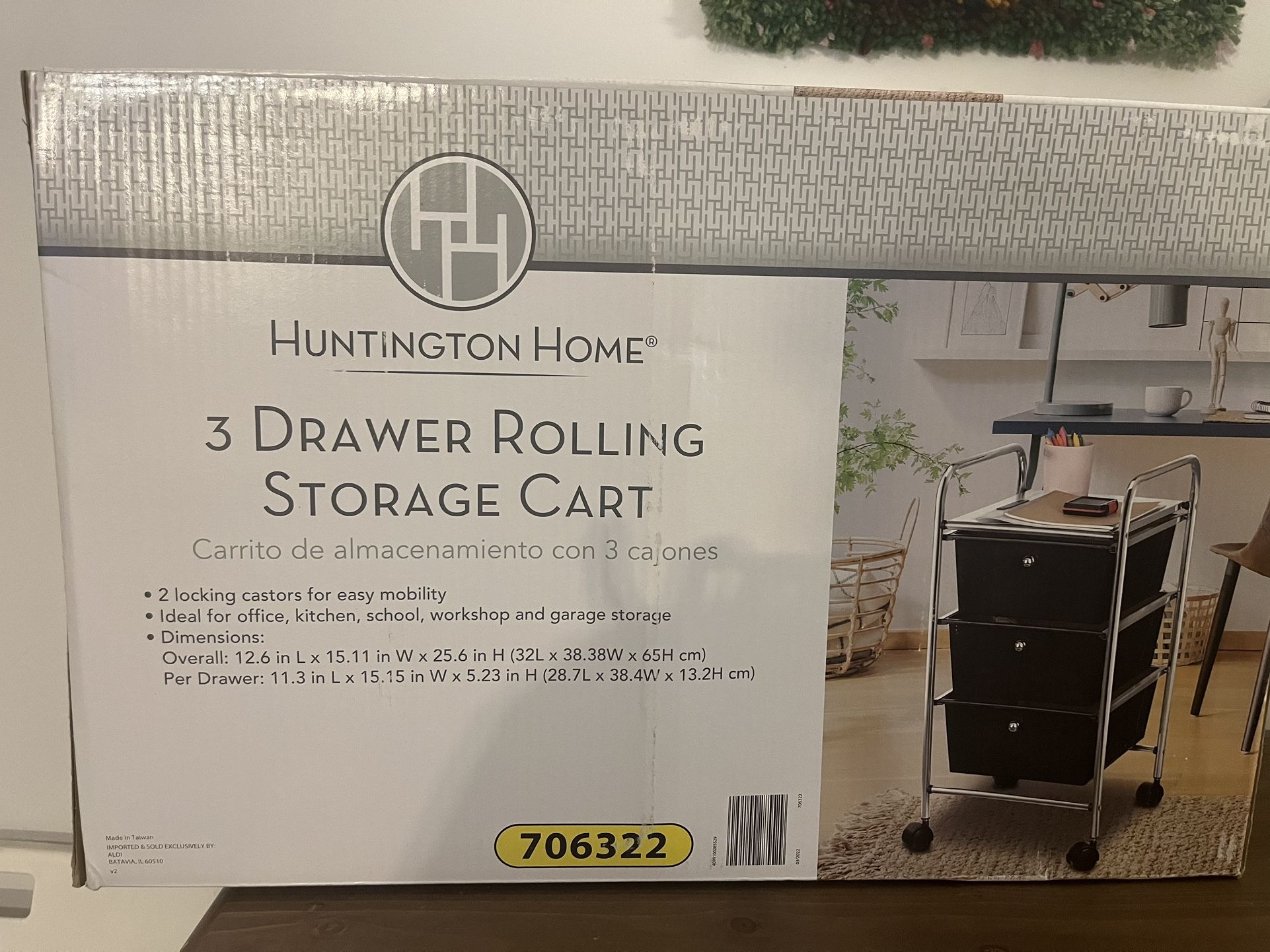 3 Drawer Rolling Storage Cart