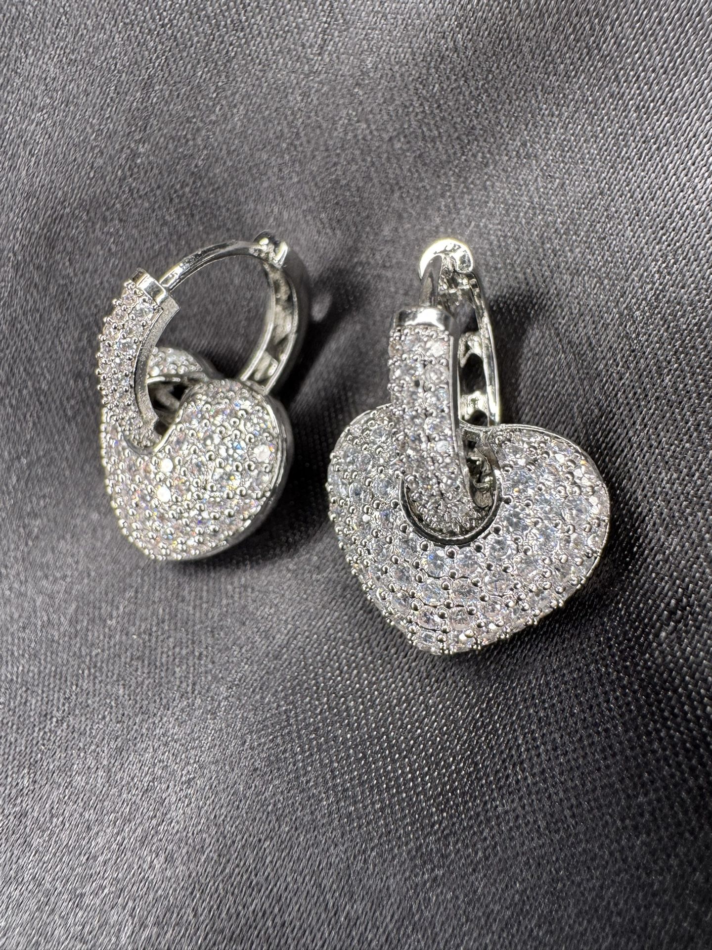Silver Heart-Drop Earrings
