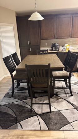 Modern Wood Counter-Height Dining Table Set (Table & 6 Chairs)