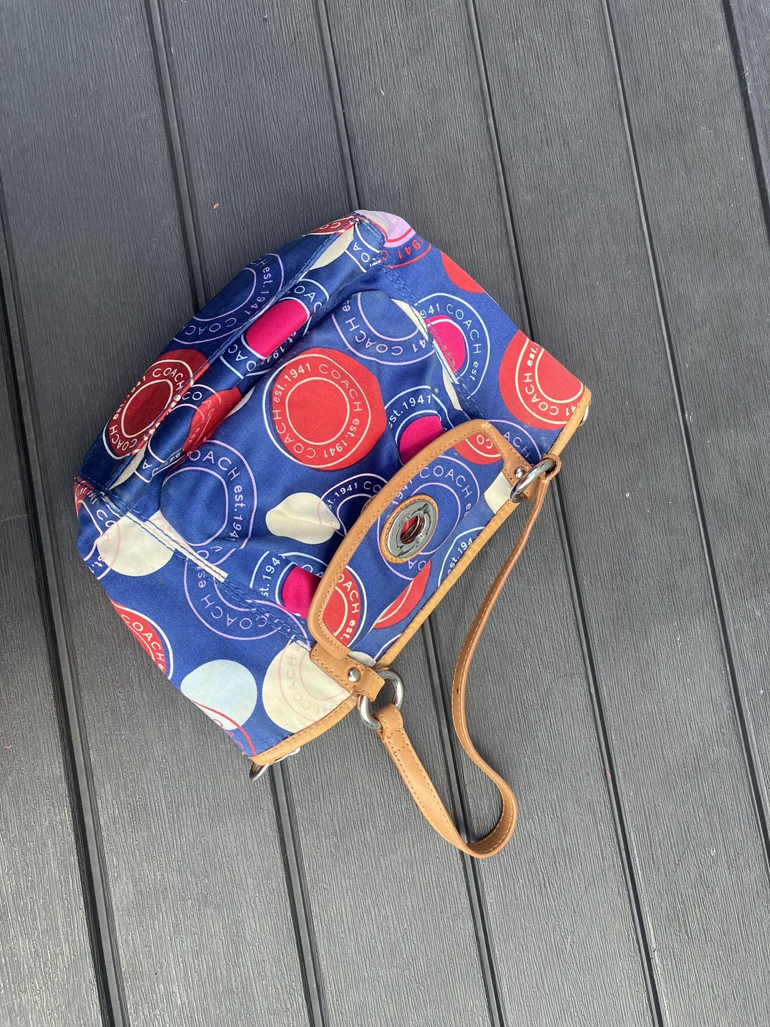 Blue Red And White Coach Smaller Purse