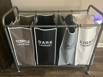 4-Section Laundry Sorter Cart on Wheels