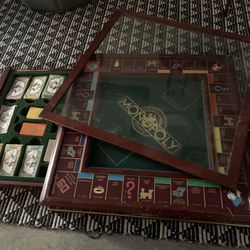Monopoly Board Game - Wooden With Glass Too