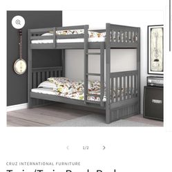 New Gray Bunk Bed Twin Bed Over Twin Bed 