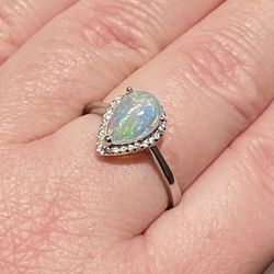 Natural Opal Ring S925 Sz 9.5
