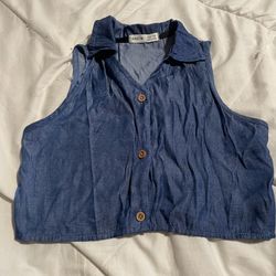 Girls Button Sleeveless Shirt 
