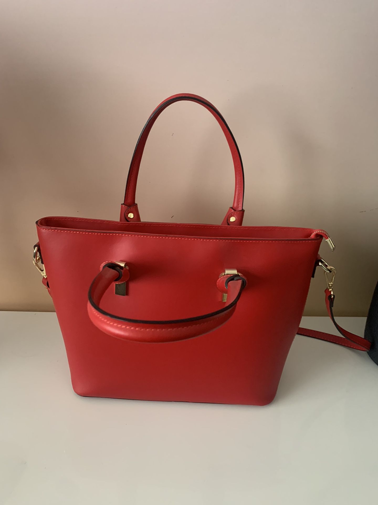 TANO Red 100% Leather From Spain Tote Bag Cross Body New 