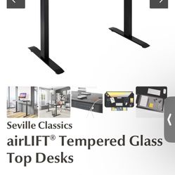 Seville AirLift Standing Desk - Black Glass Top W/drawer