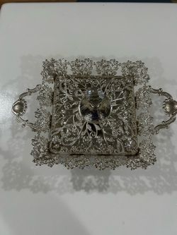 Elegant Silver Decorative Jewelry / Keepsake Box – Vintage Style ✨