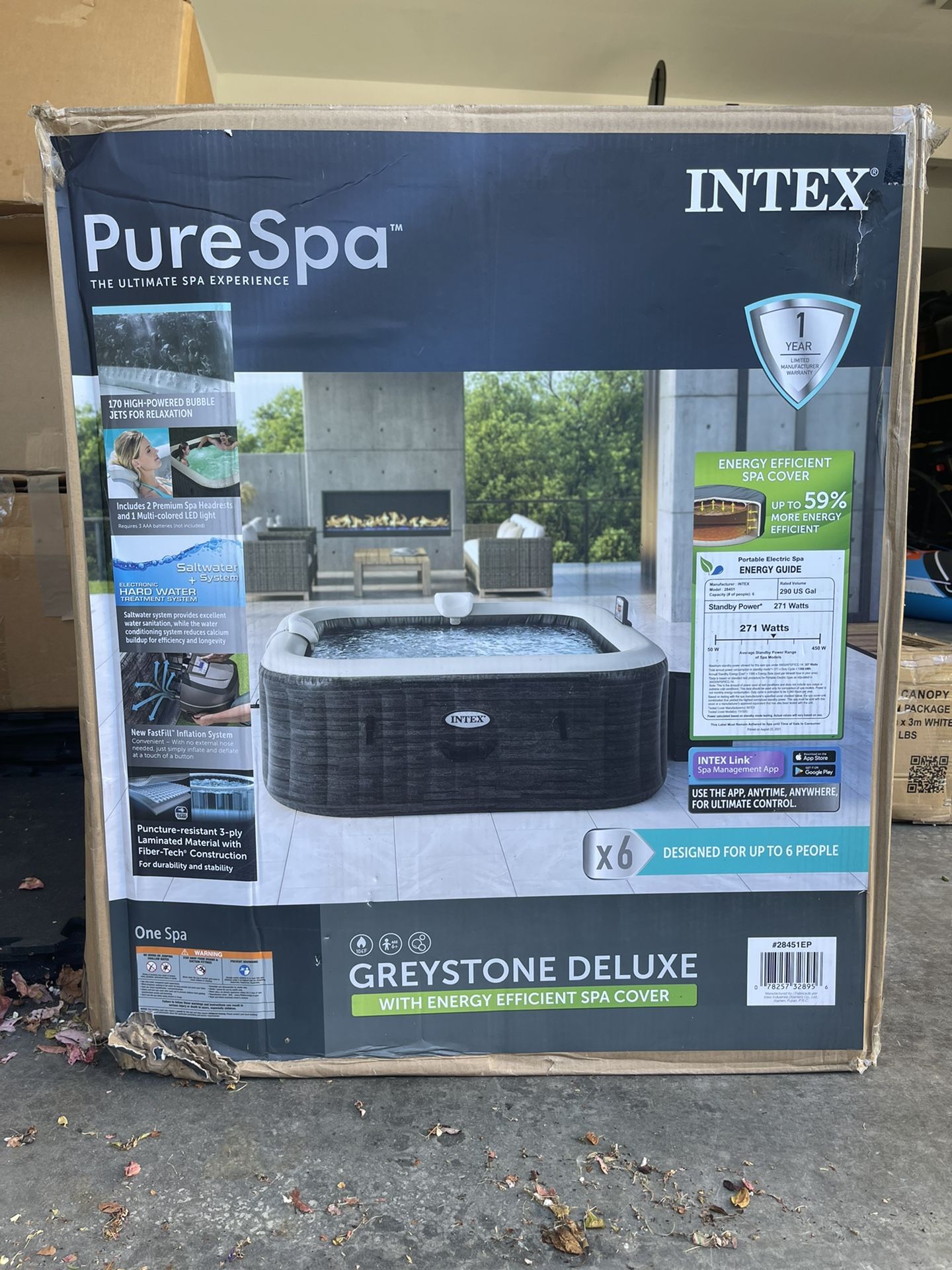Intex PureSpa 6 Person Inflateable Hot Tub 94x28