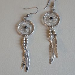 Dream catcher Silvertone Earrings 