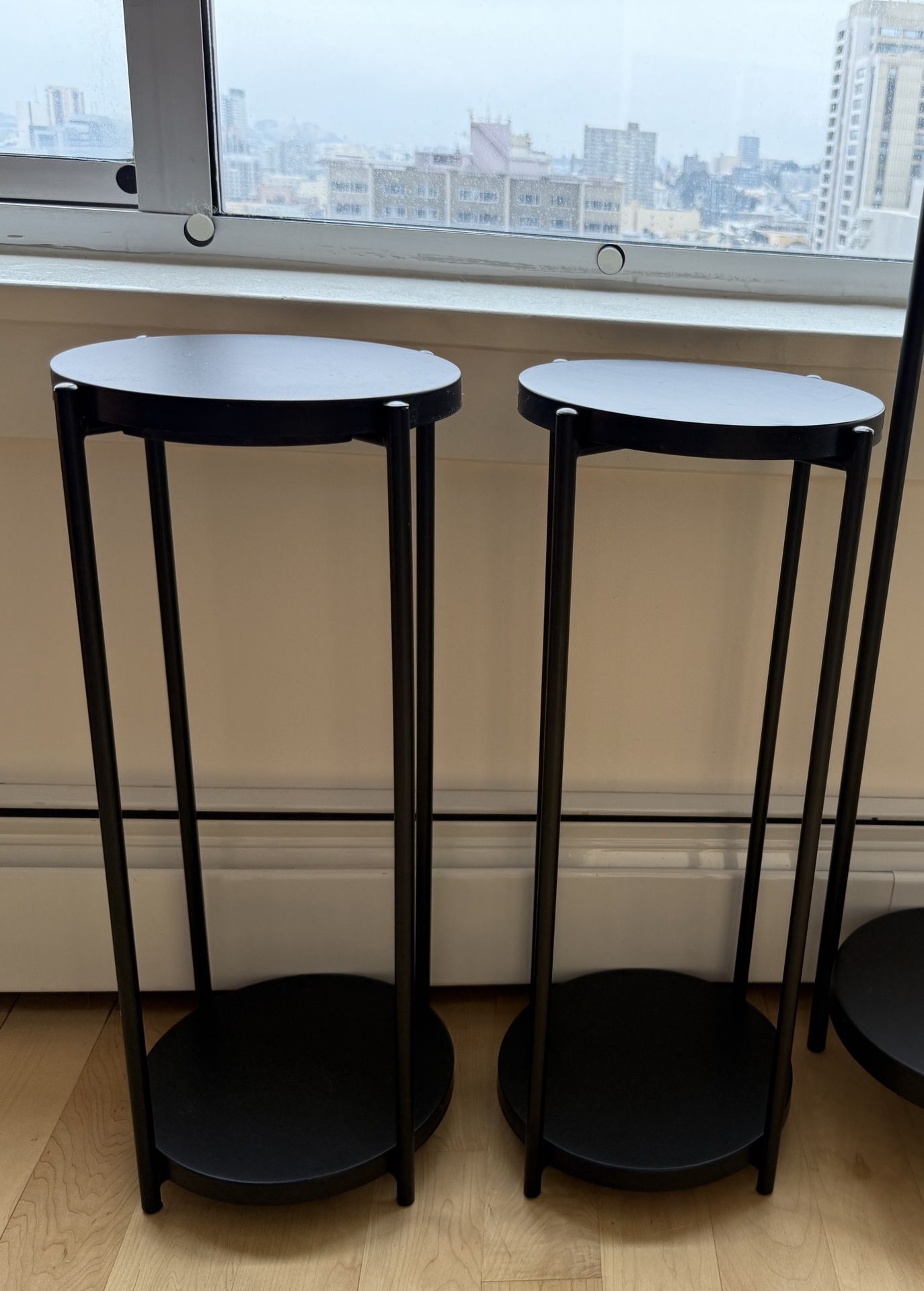 Two 23.25” Plant Stands - Black Metal