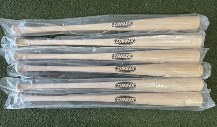 6 Zinger + 4 Old Hickory Wood Baseball Bats 34” (see details for more info)