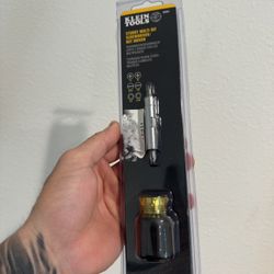 Klein Stubby Multi-Bit Screwdriver/Nut Driver- Cushion Grip Handle