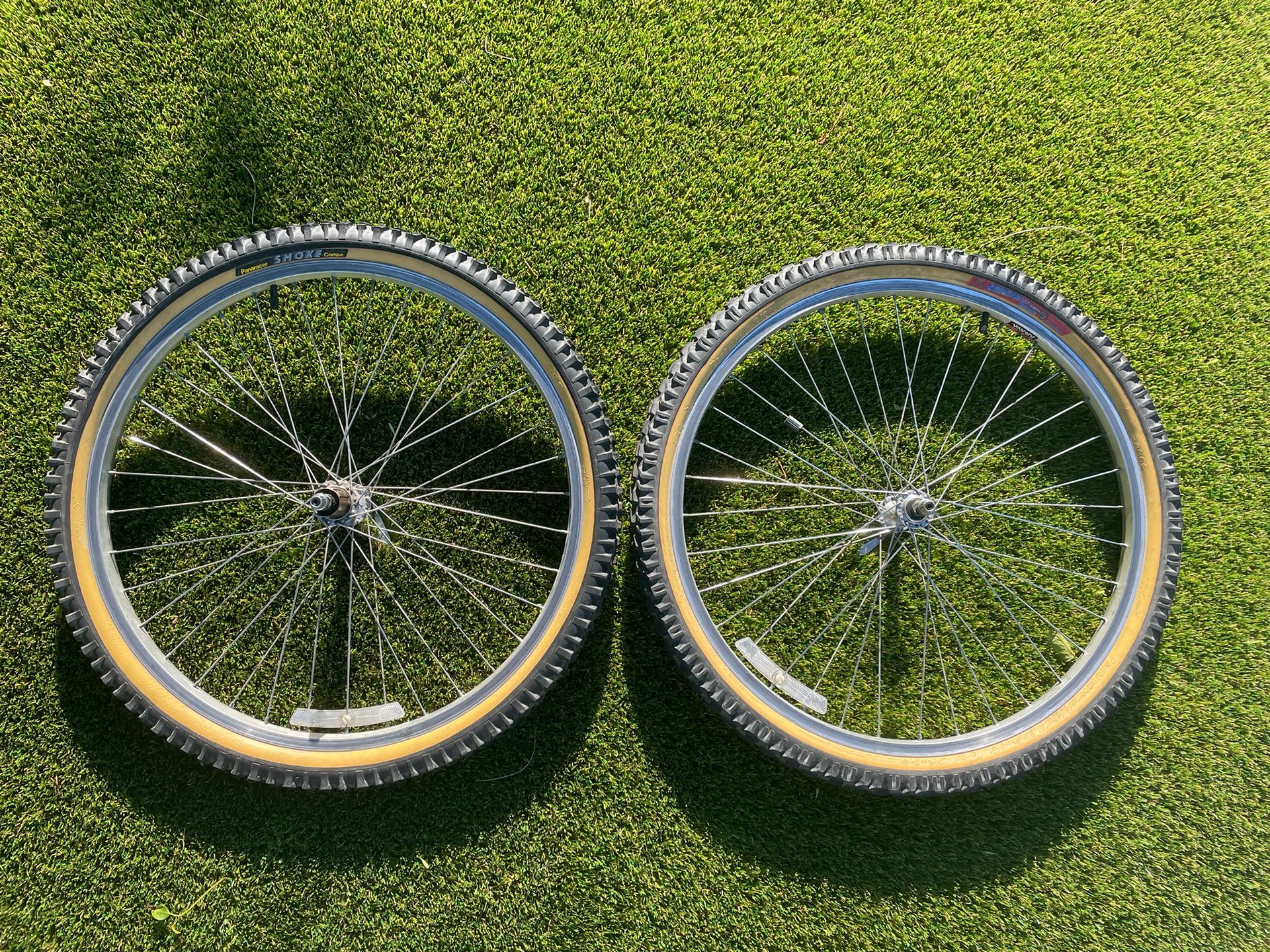 26” Shimano Deore LX Mountain Bike Wheelset Panaracer Dart/Smoke Tires