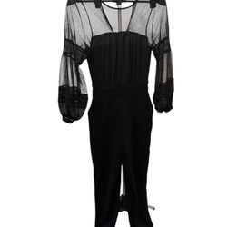 French connection Paulette Jersey Lace Jumpsuit Sheer Sleeves