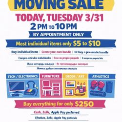 VENTA DE MUDANZA / MOVING SALE / GARAGE SALE / APARTMENT CLEANOUT HOY SOLAMENTE | TODAY ONLY 909 W Temple St 90012 Solo con cita | By appointment only