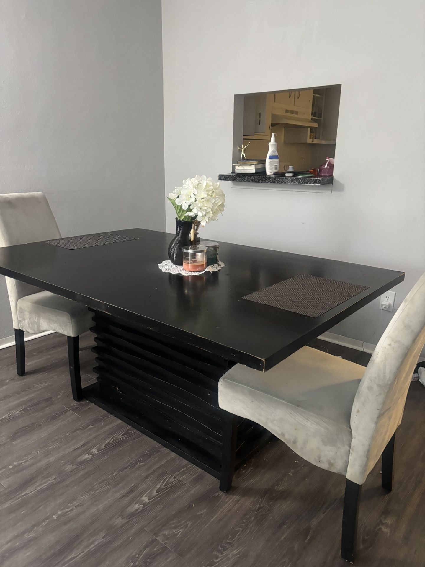 Black Dining Table with 2 Chairs - Excellent Condition!