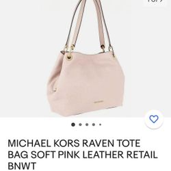 MICHAEL KORS RAVEN TOTE BAG SOFT PINK LEATHER