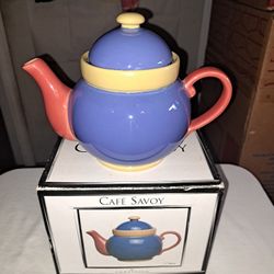 Multicolor collectible teapot ,Certified International .
NIB