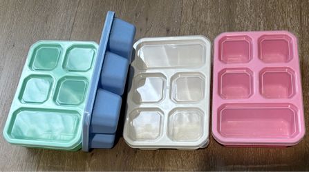 Divided Plastic Bento Lunch Boxes Set of 4
