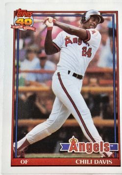 1991 Topps Chili Davis Angels Baseball Card # 355 Unc
