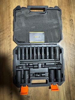 BOEN 19-Piece 1/2" Drive Deep Impact SAE Socket Set, 3/8"-1-1/4", Cr-V Steel, Extensions, Joint, Adapter