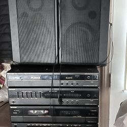 cassette and record player with two speakers 