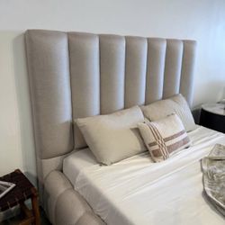 Modern Curved Bed Frame Headboard In Twin, Full, Queen, & King Size 