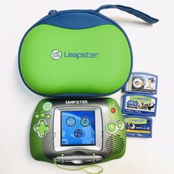 Leap frog Leapster handheld learning game system bundle Star Wars Wall E sonic X games with case works great