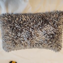 Pom Pom Fringe Throw Pillow Accent Rectangle Silver 