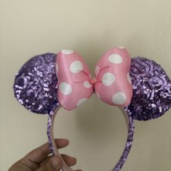Purple Glitter Minnie ears