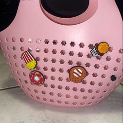 basket with croc charms 