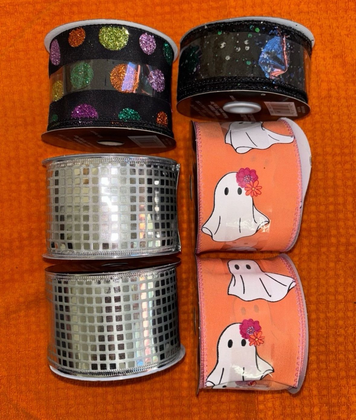 6 Halloween Wired Ribbons NEW Super cute! Summerween Glitz & Glam