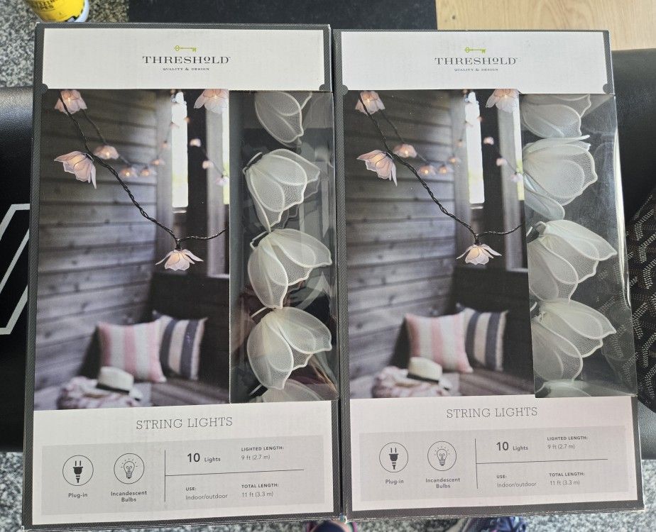 Threshold - String Lights - Indoor Outdoor - Flower Design - 11 Ft Length (×2)