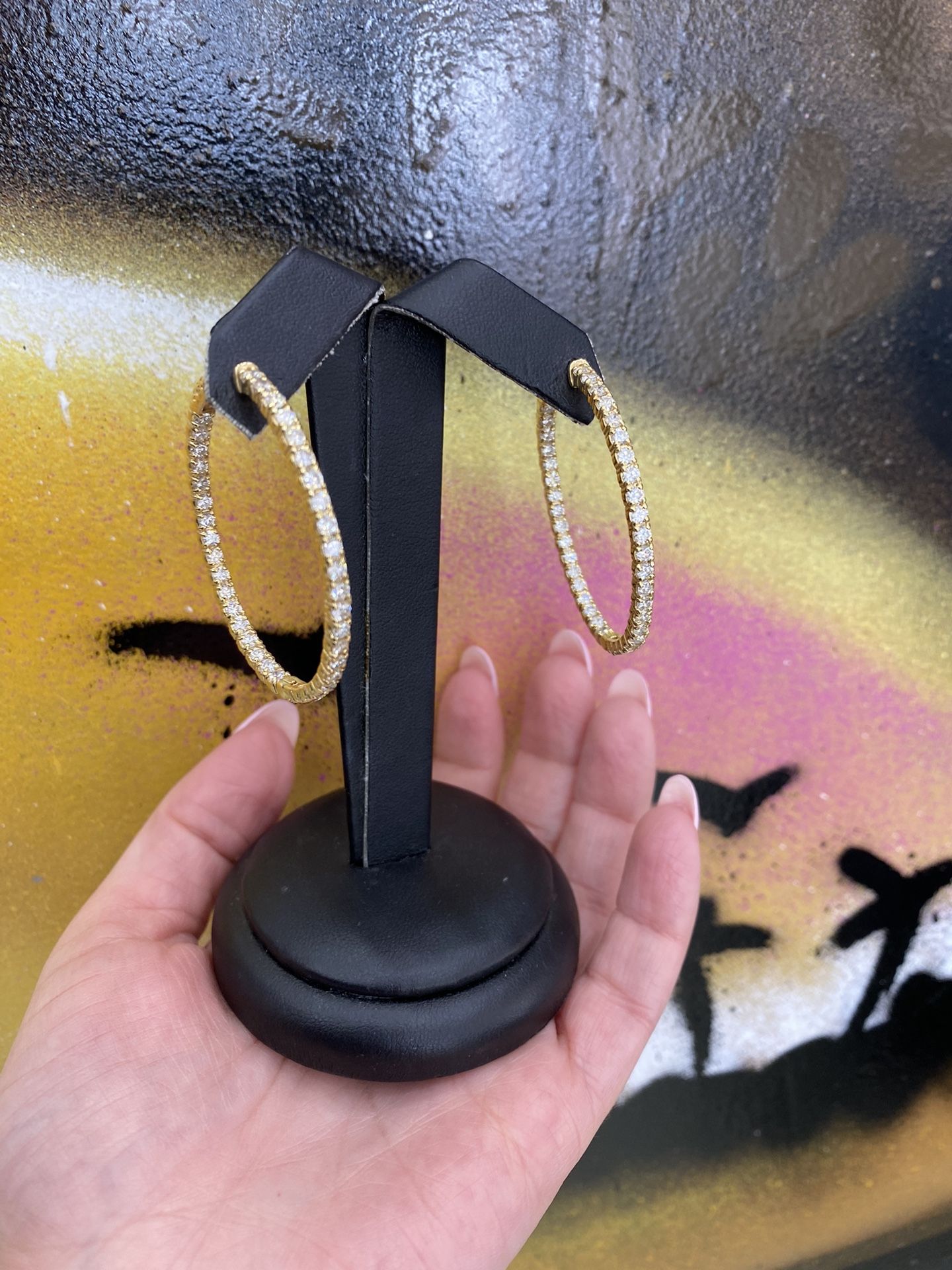 14k DIAMOND HOOP EARRINGS 