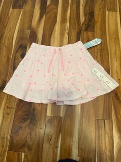 Girls Pink Heart Print Tiered Skort Size M (7-8)