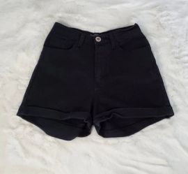 High Waisted Black Jeans Shorts