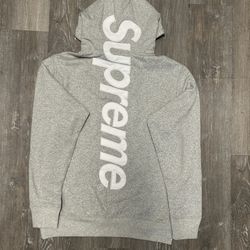 SUPREME Satin Applique  Grey and White Hoodie Large