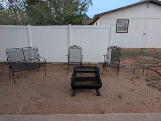Vintage Iron patio set with fire pit