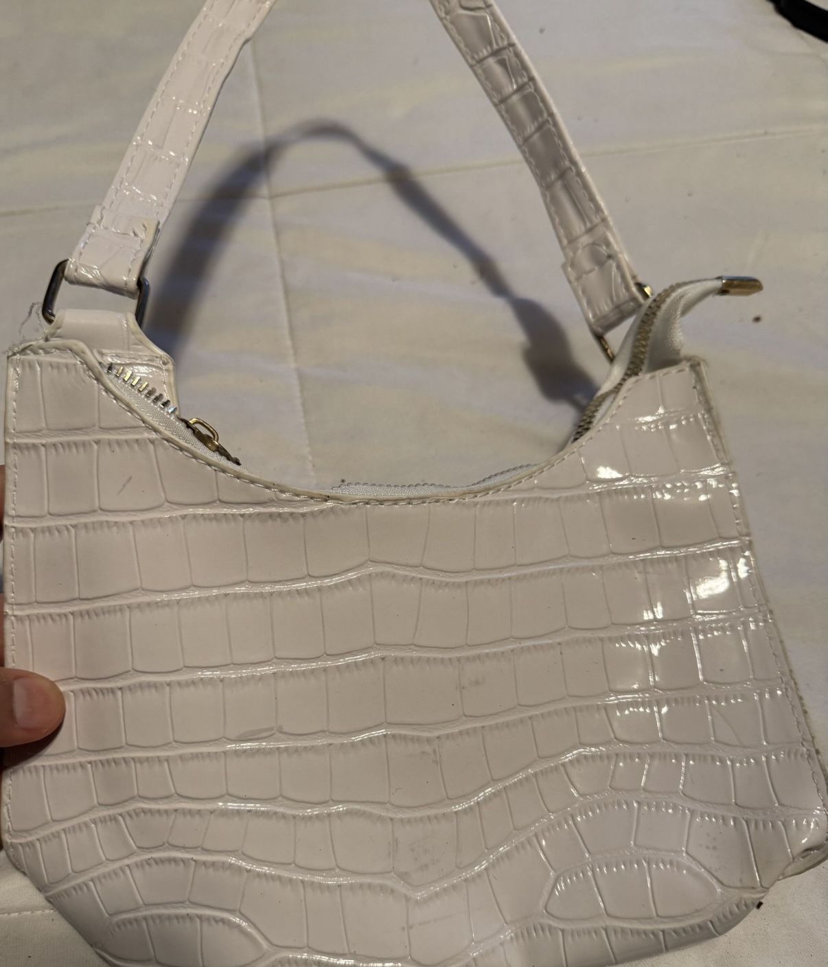 Chic Croc-Print Hobo White Bag Women's 