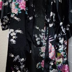 Beautiful Pink Peacock Black Robe $40